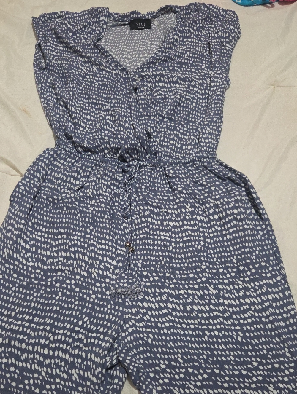 VICI Blue and White Printed Jumsuit